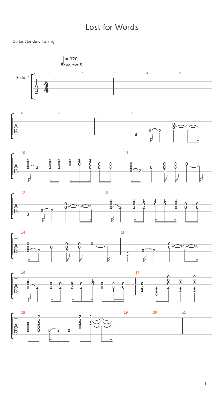 Lost for Words吉他谱