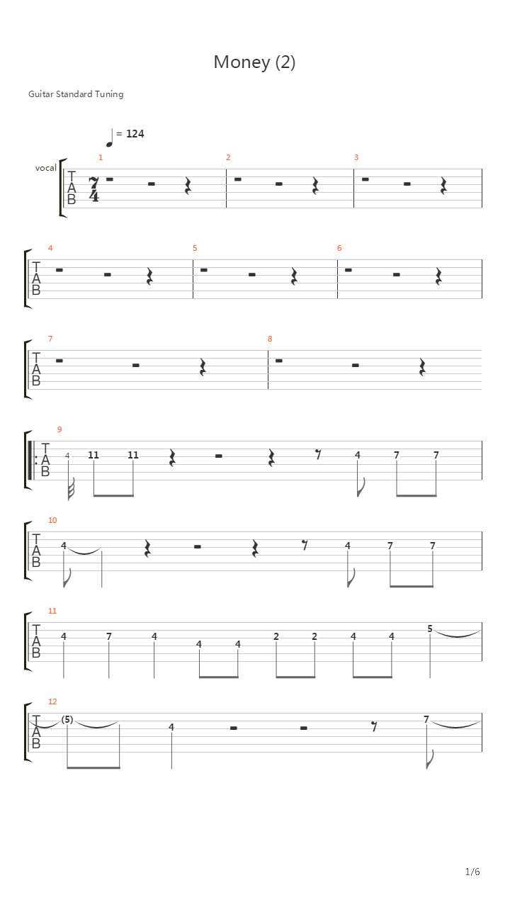 Money吉他谱