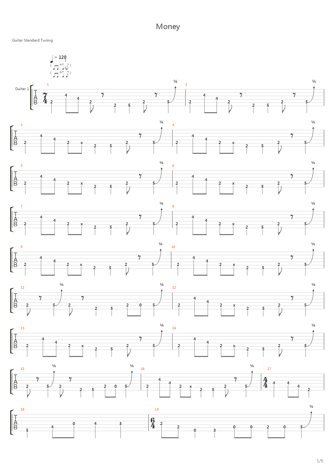 Money吉他谱