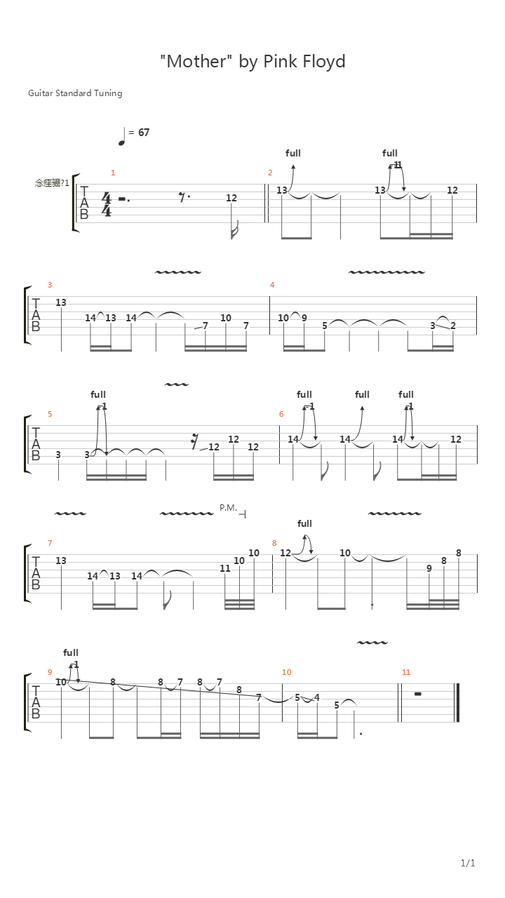 Mother (Solo Played by Boma Musician)吉他谱