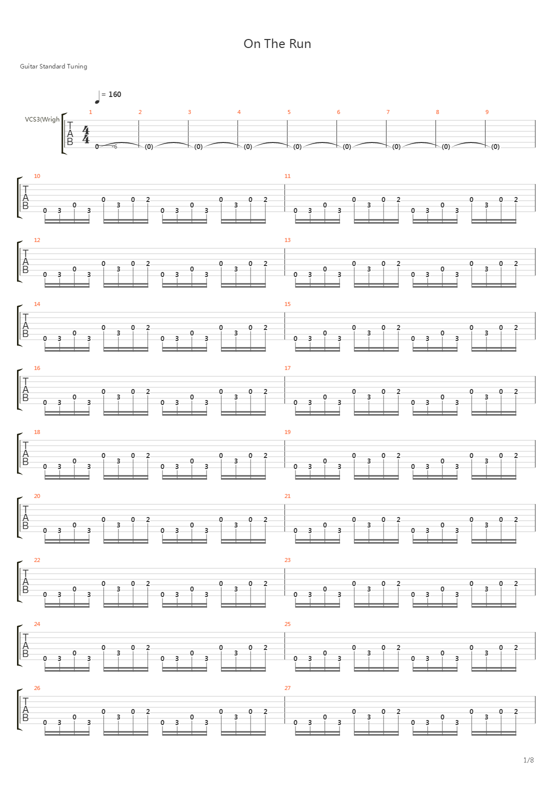 On The Run吉他谱