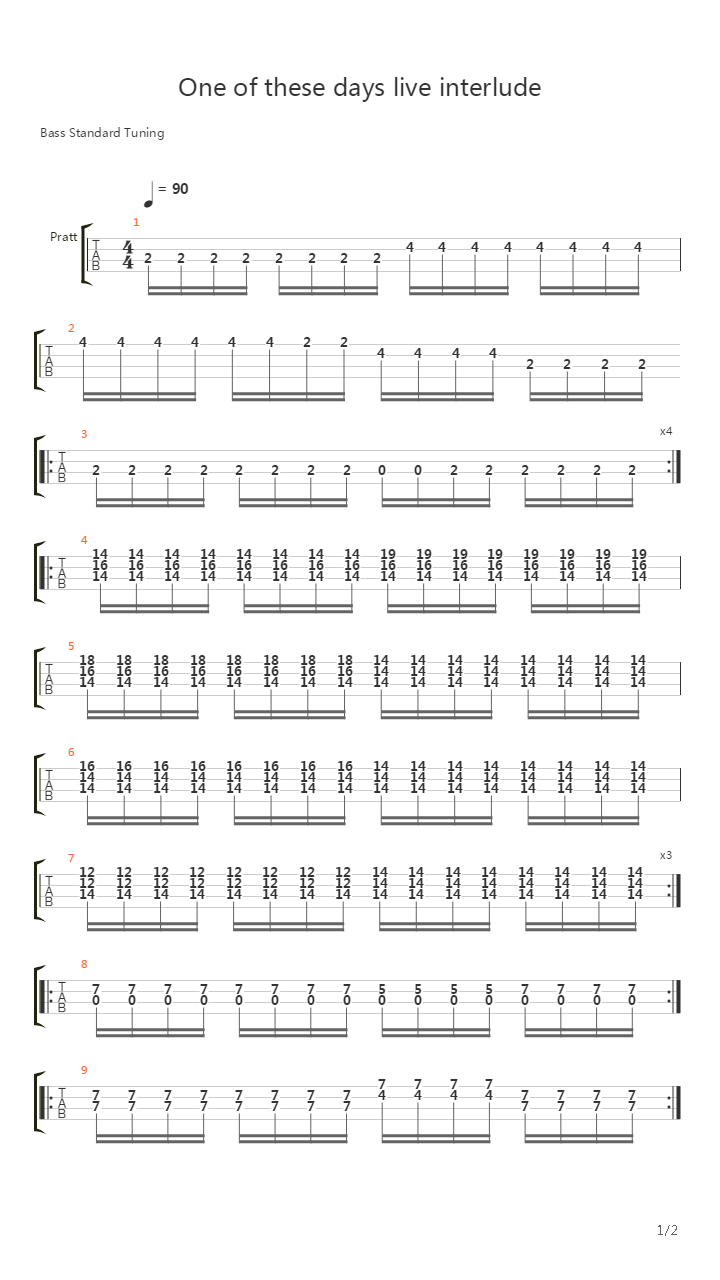 One of these days (live interlude)吉他谱