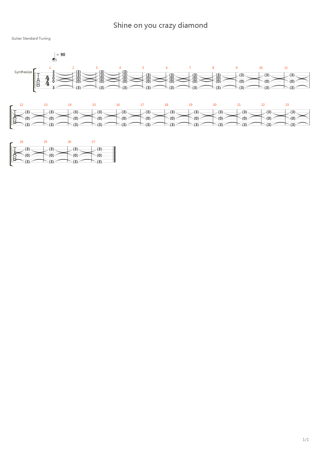 Shine On You Crazy Diamond (part 1)吉他谱