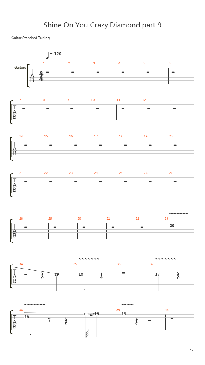 Shine On You Crazy Diamond (part 9)吉他谱