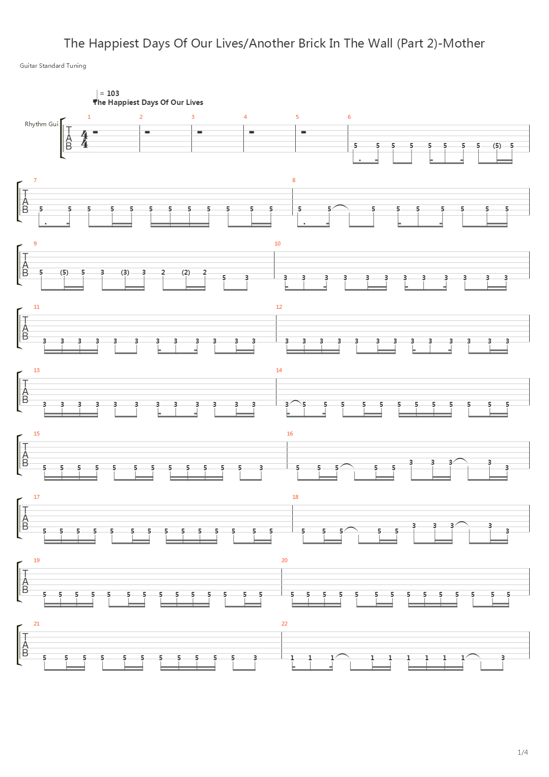 The Happiest Days Of Our Lives (Another Brick In The Wall Part 2)吉他谱