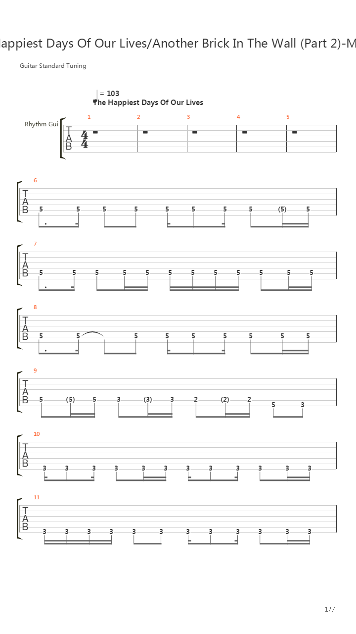 The Happiest Days Of Our Lives (Another Brick In The Wall Part 2)吉他谱