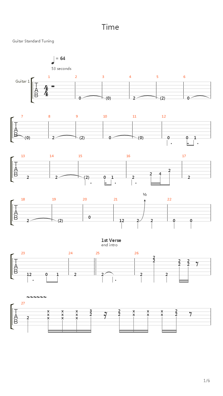 Time吉他谱