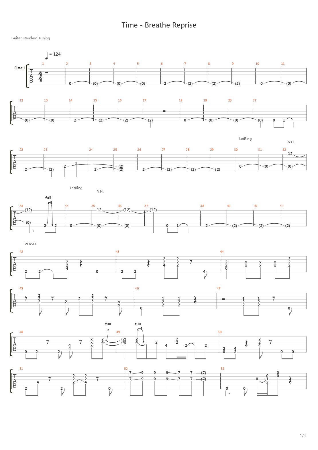 Time (Breathe reprise)吉他谱