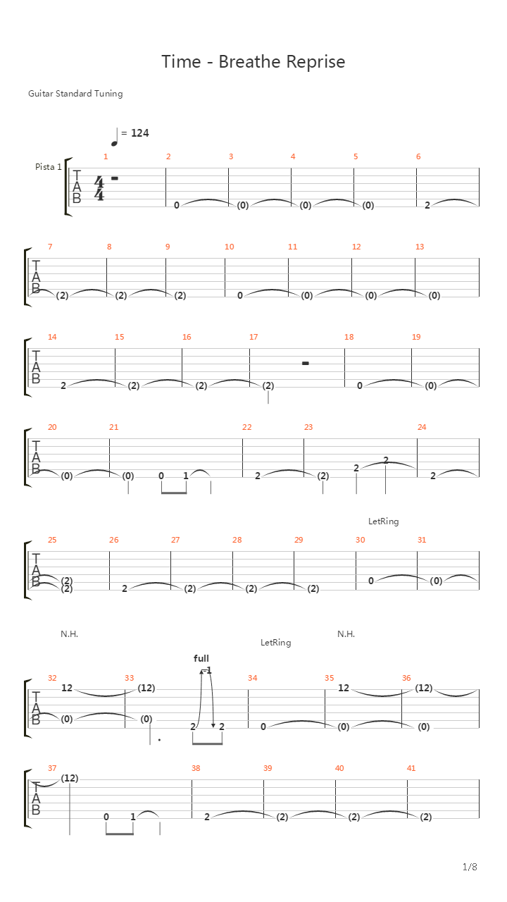 Time (Breathe reprise)吉他谱