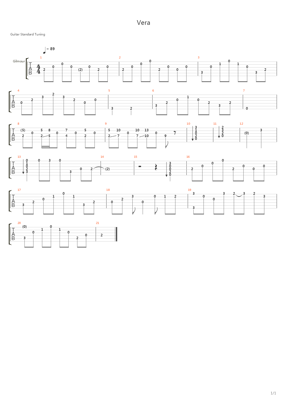 Vera吉他谱