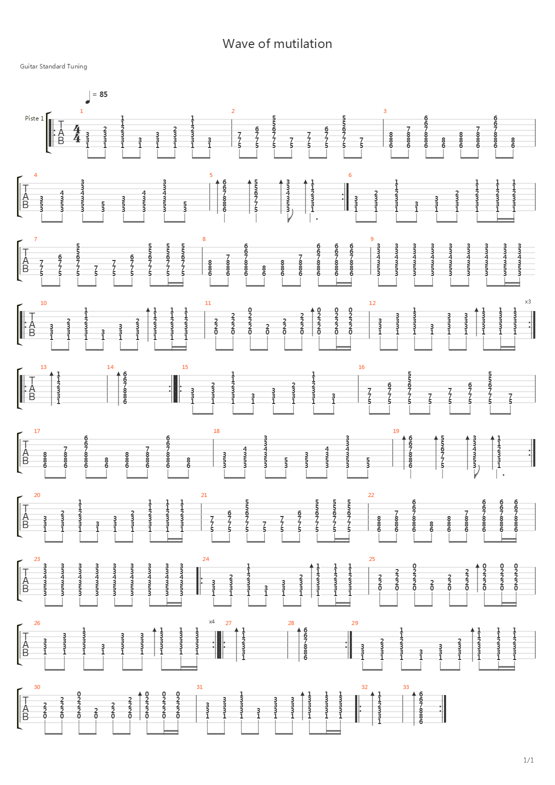 Wave of Mutilation吉他谱