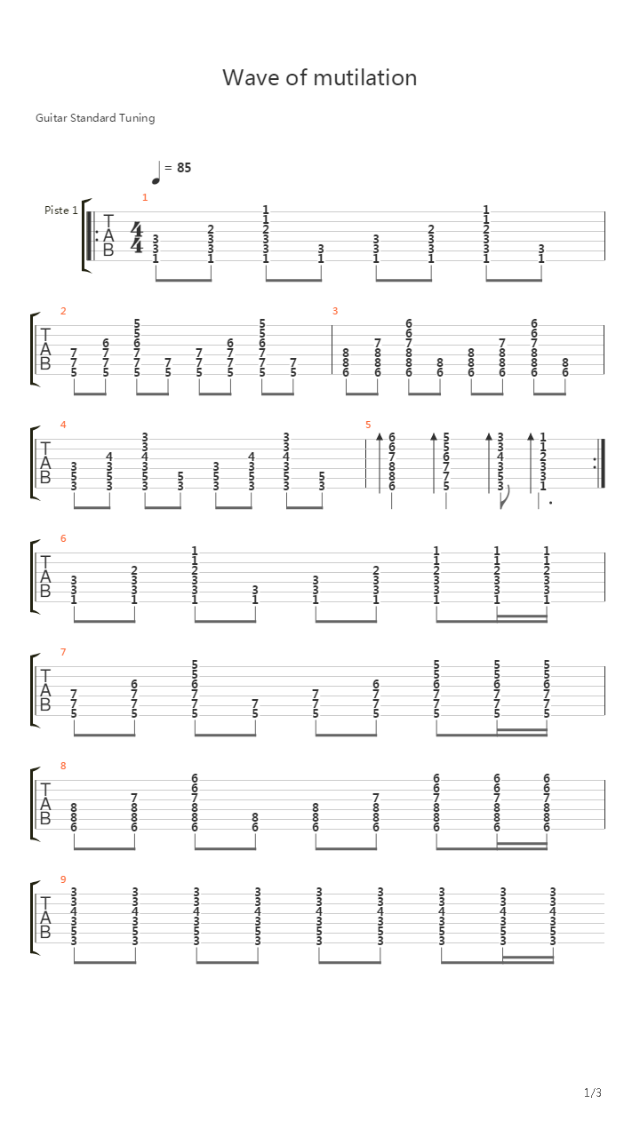 Wave of Mutilation吉他谱