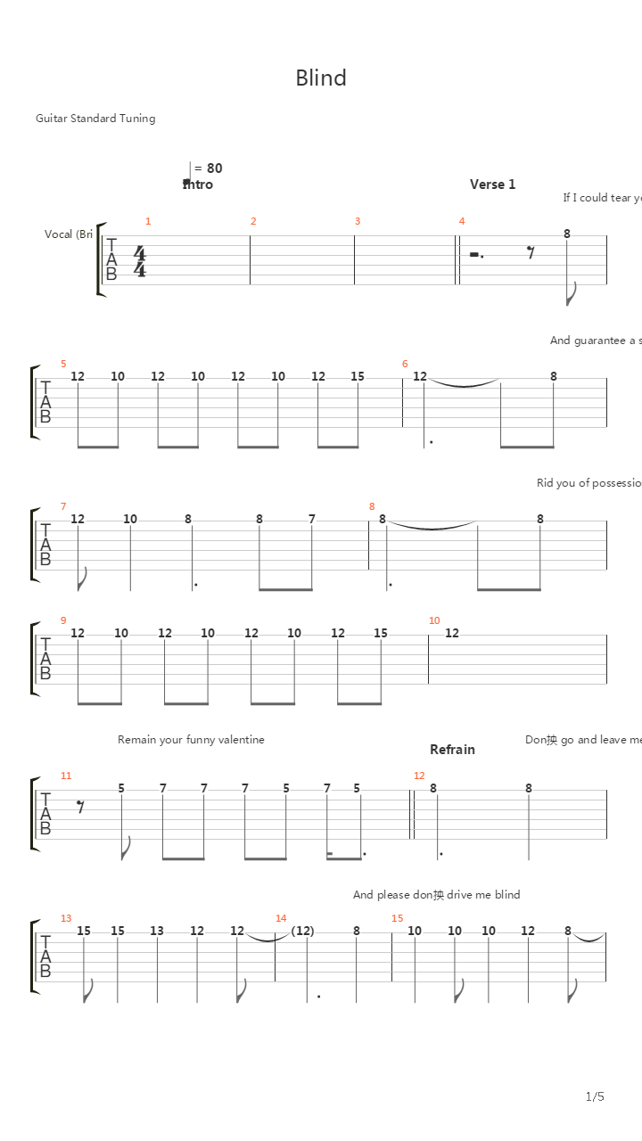 Blind吉他谱