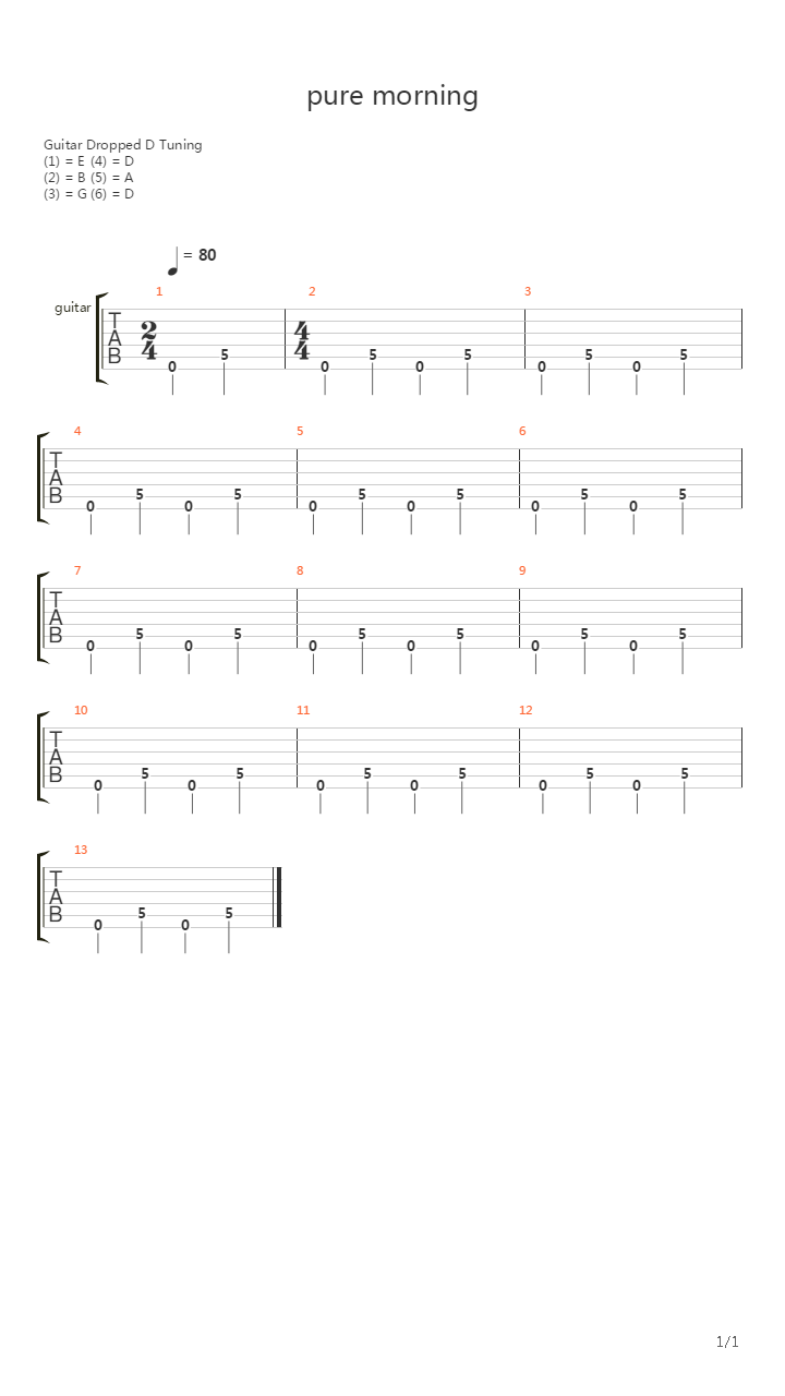 Pure Morning吉他谱