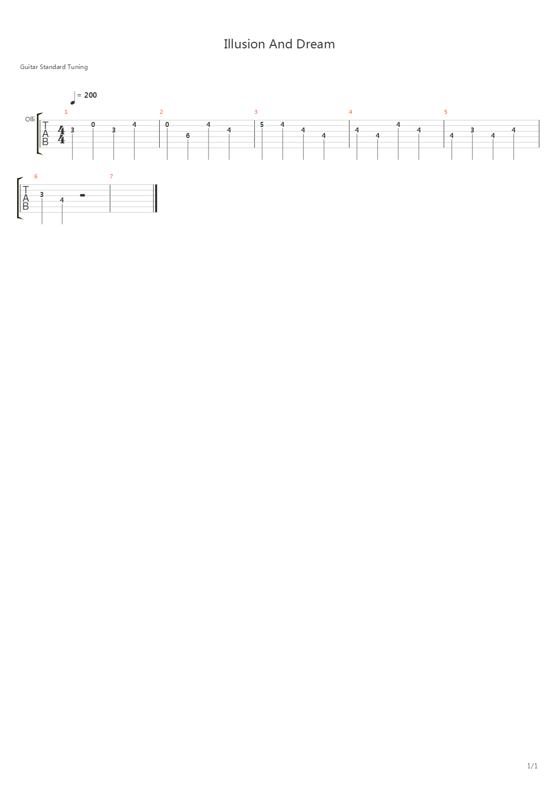 Illusion And Dream吉他谱
