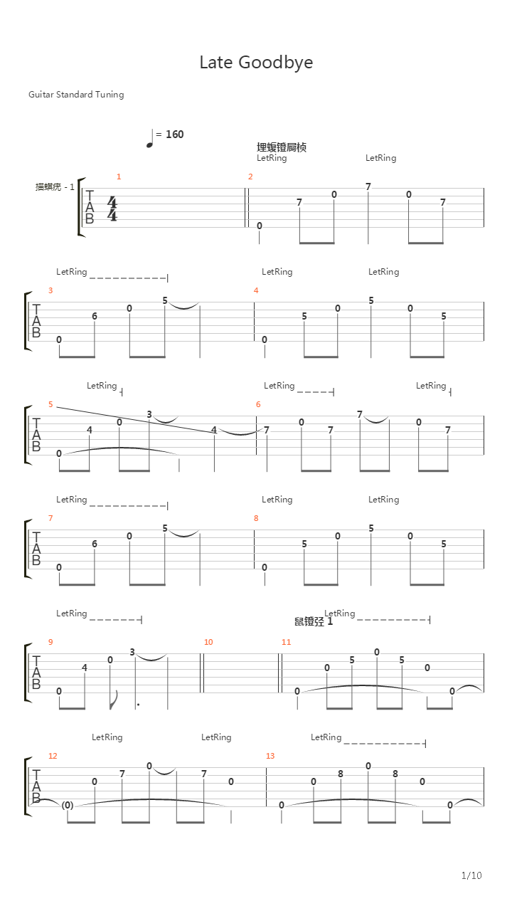 Late Goodbye吉他谱