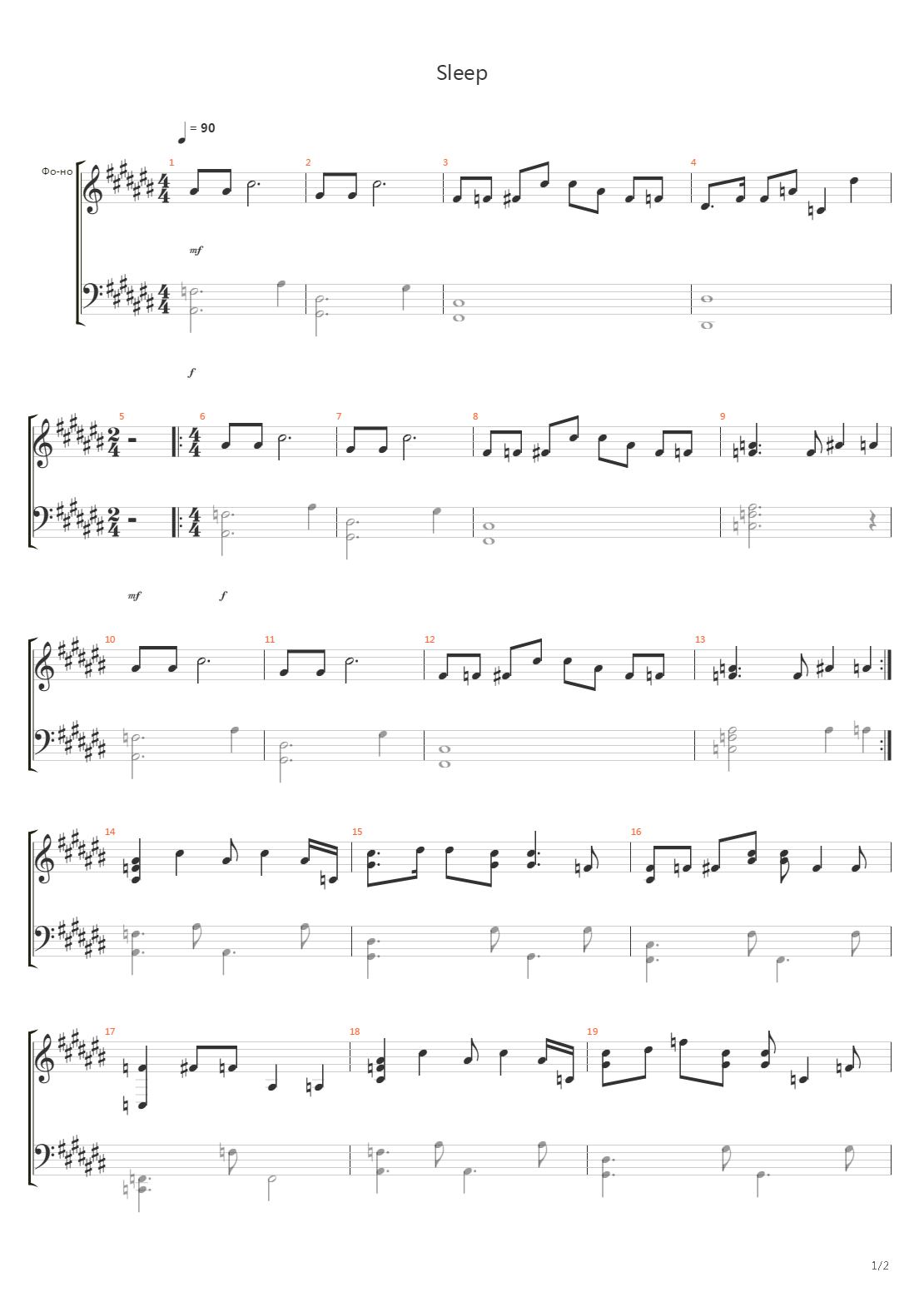 Sleep (Piano)吉他谱