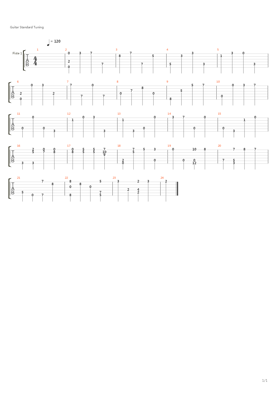 War吉他谱