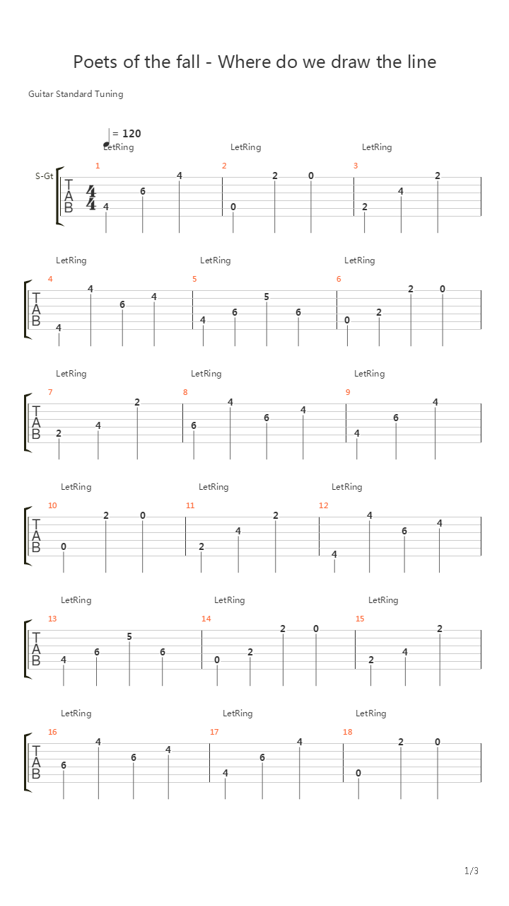 Where Do We Draw The Line吉他谱