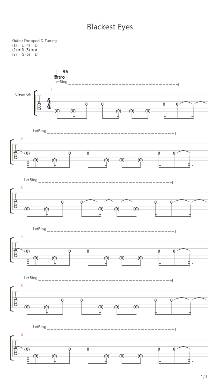 Blackest Eyes吉他谱