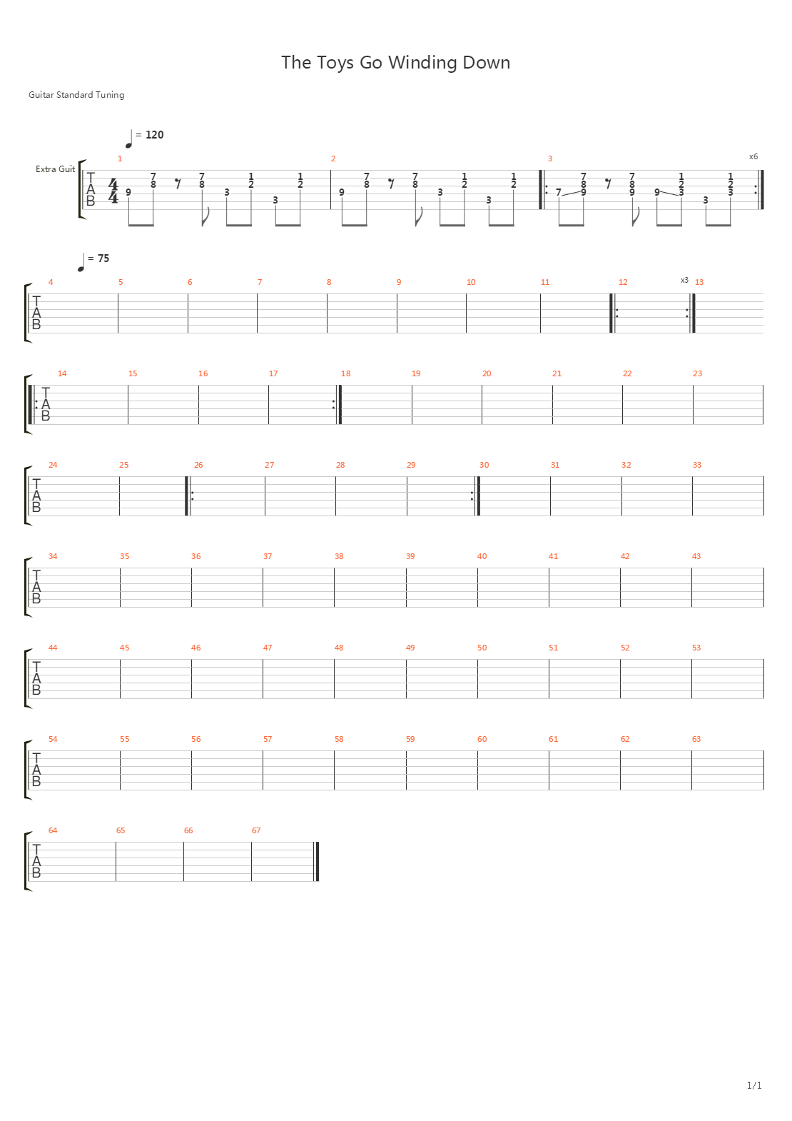 The Toys Go Winding Down吉他谱
