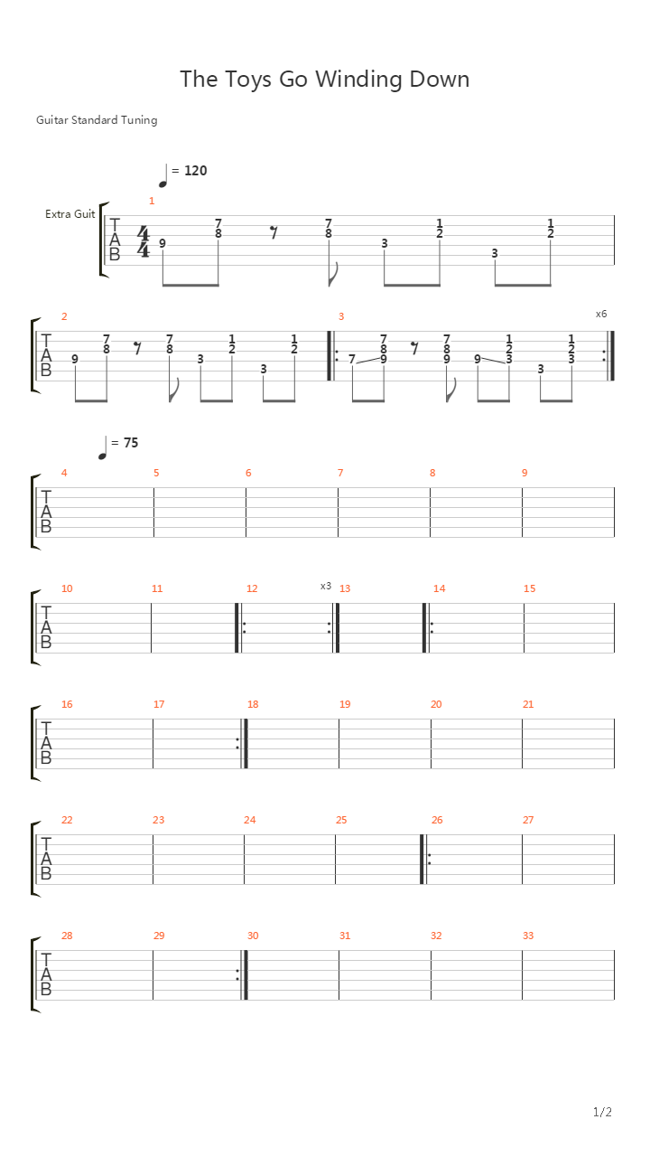 The Toys Go Winding Down吉他谱