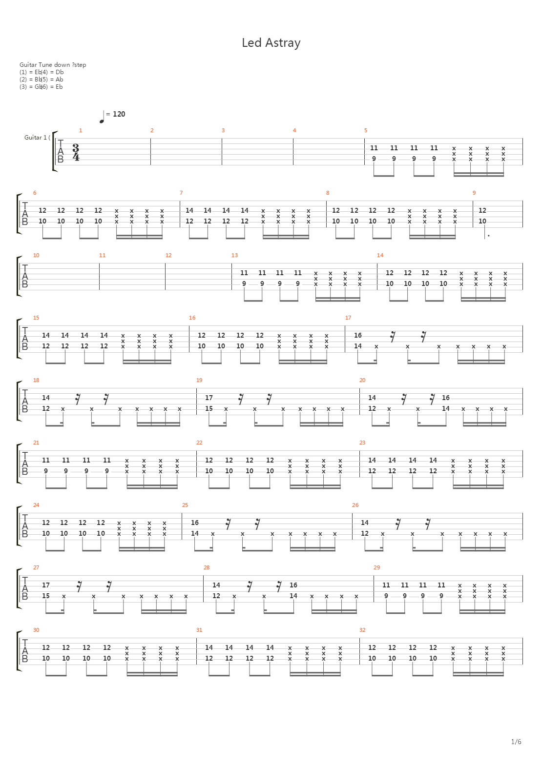 Led Astray吉他谱