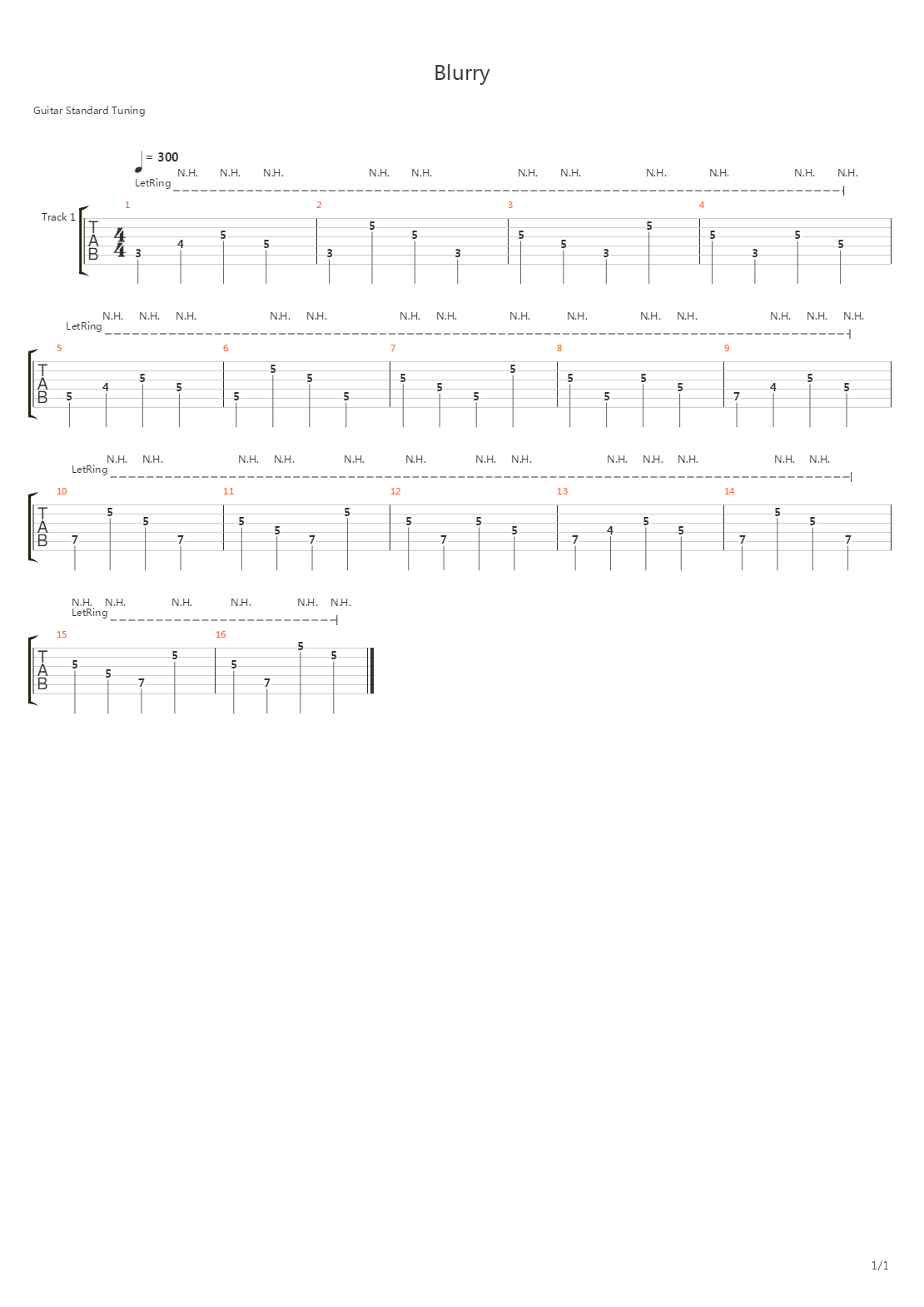 Blurry (Harmonic Intro)吉他谱