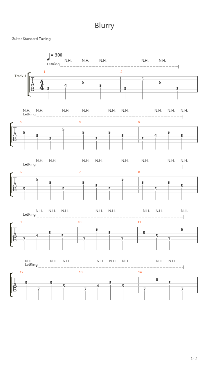 Blurry (Harmonic Intro)吉他谱