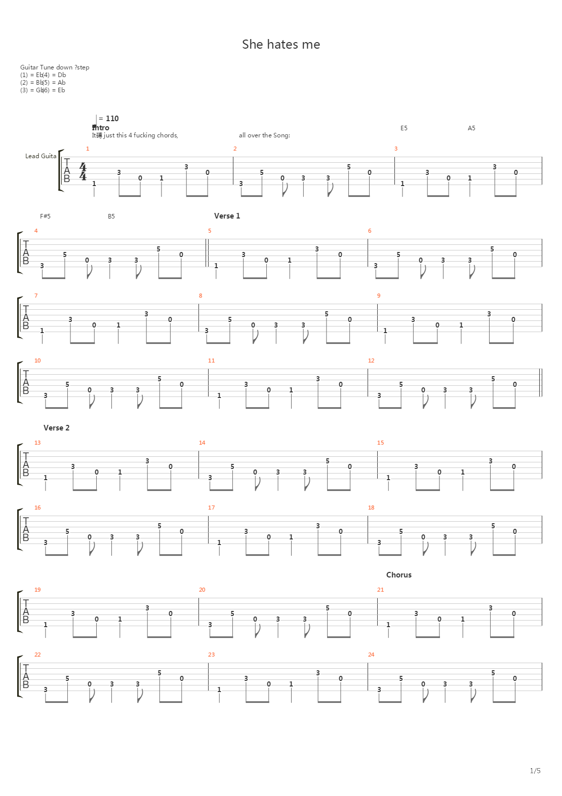 She Hates Me吉他谱