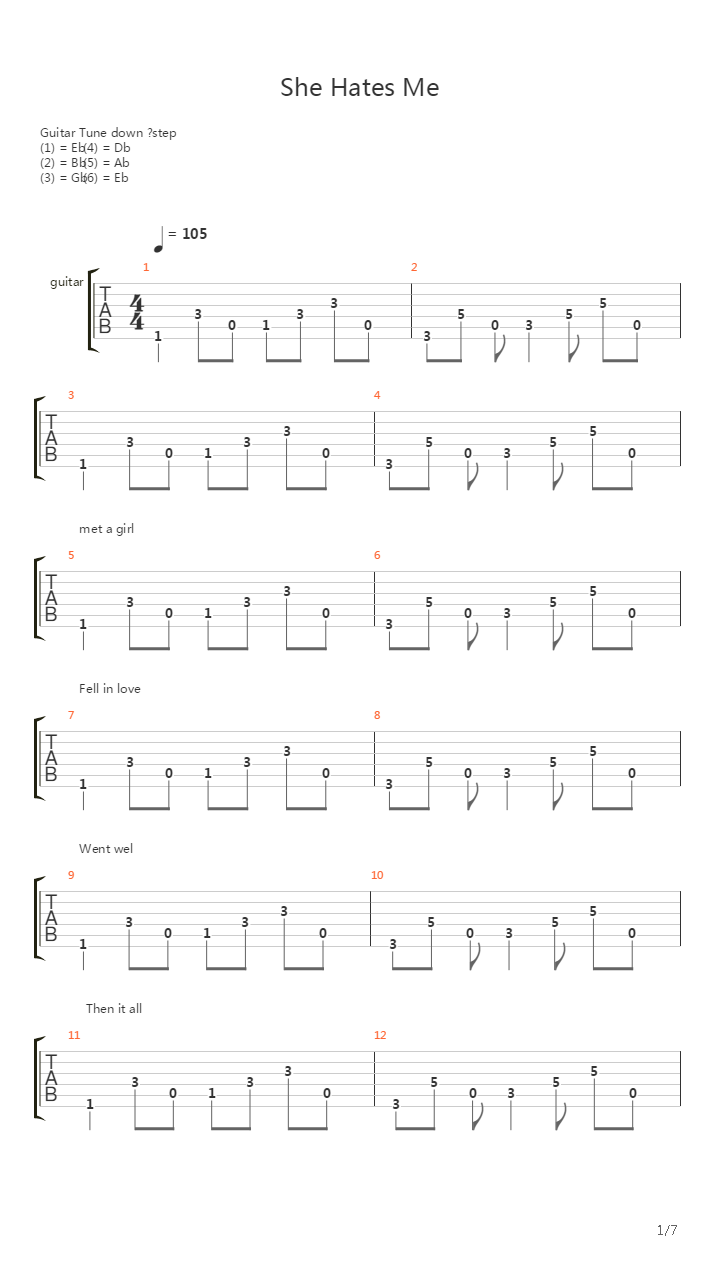 She Hates Me吉他谱