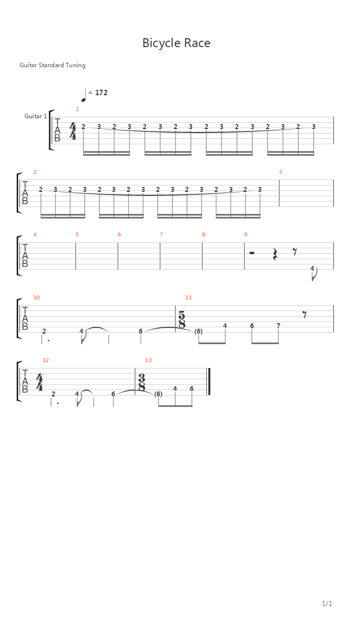 Bicycle Race (solo)吉他谱