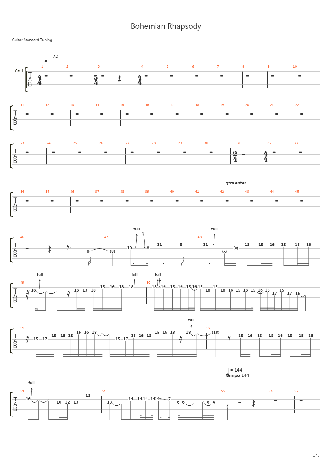 Bohemian Rhapsody (complete)吉他谱