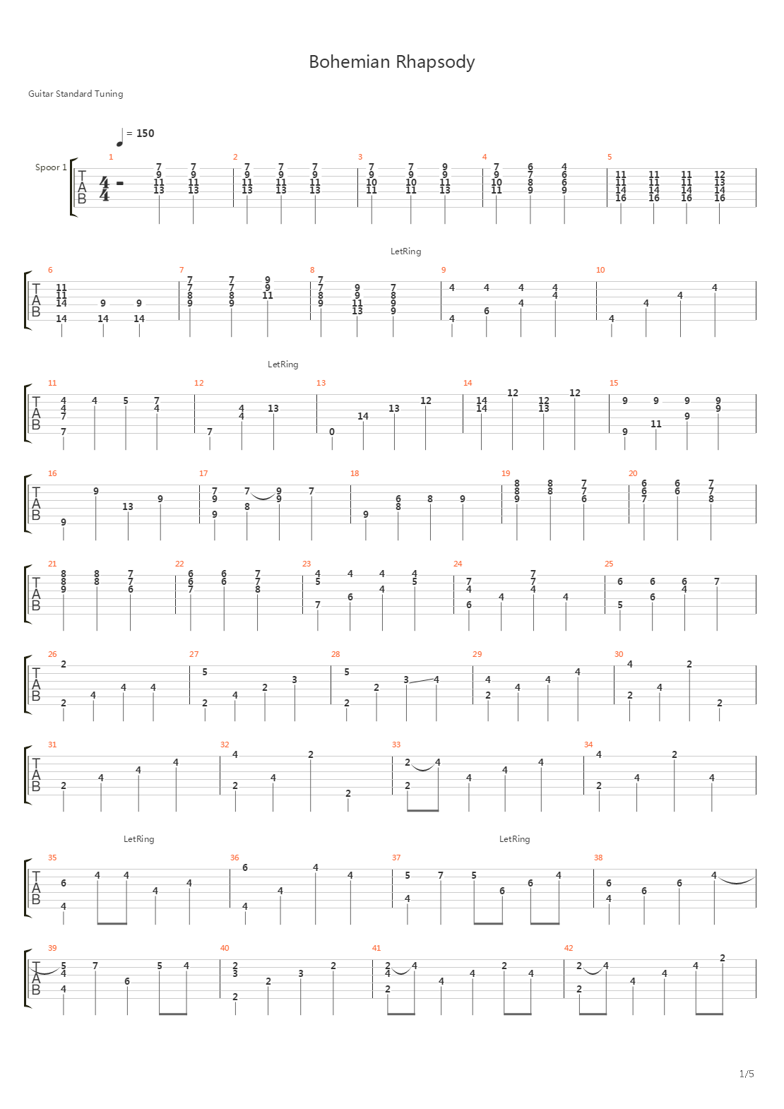 Bohemian Rhapsody吉他谱