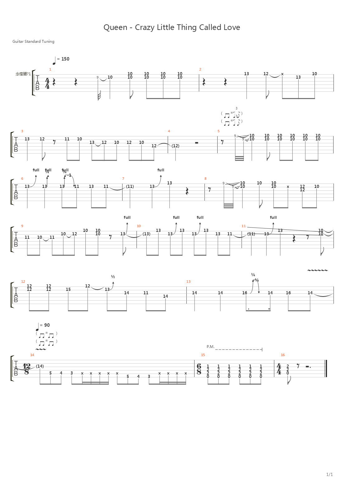 Crazy Little Thing Called Love (Solo)吉他谱