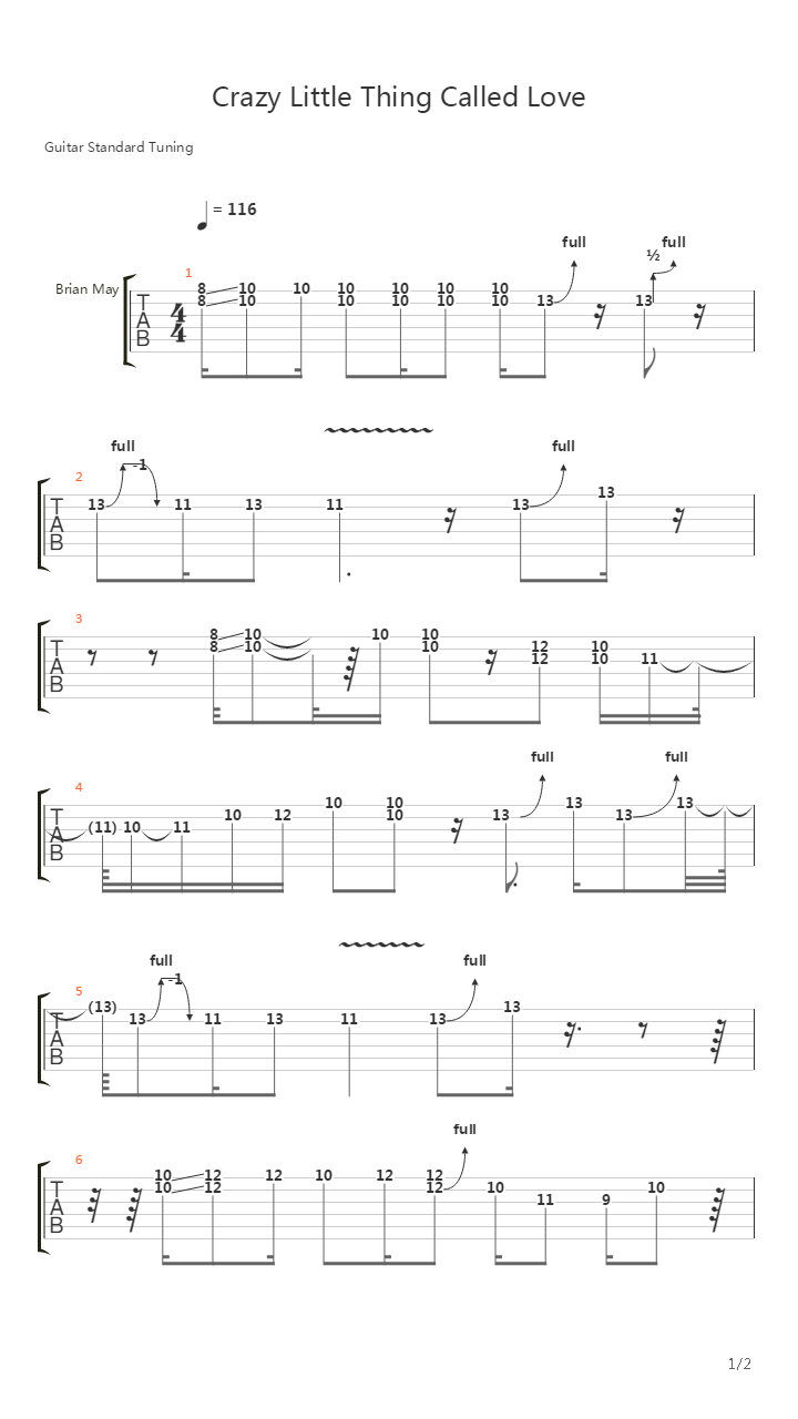 Crazy Little Thing Called Love (Solo)吉他谱