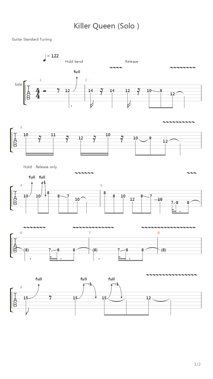 Killer Queen (Solo full)吉他谱
