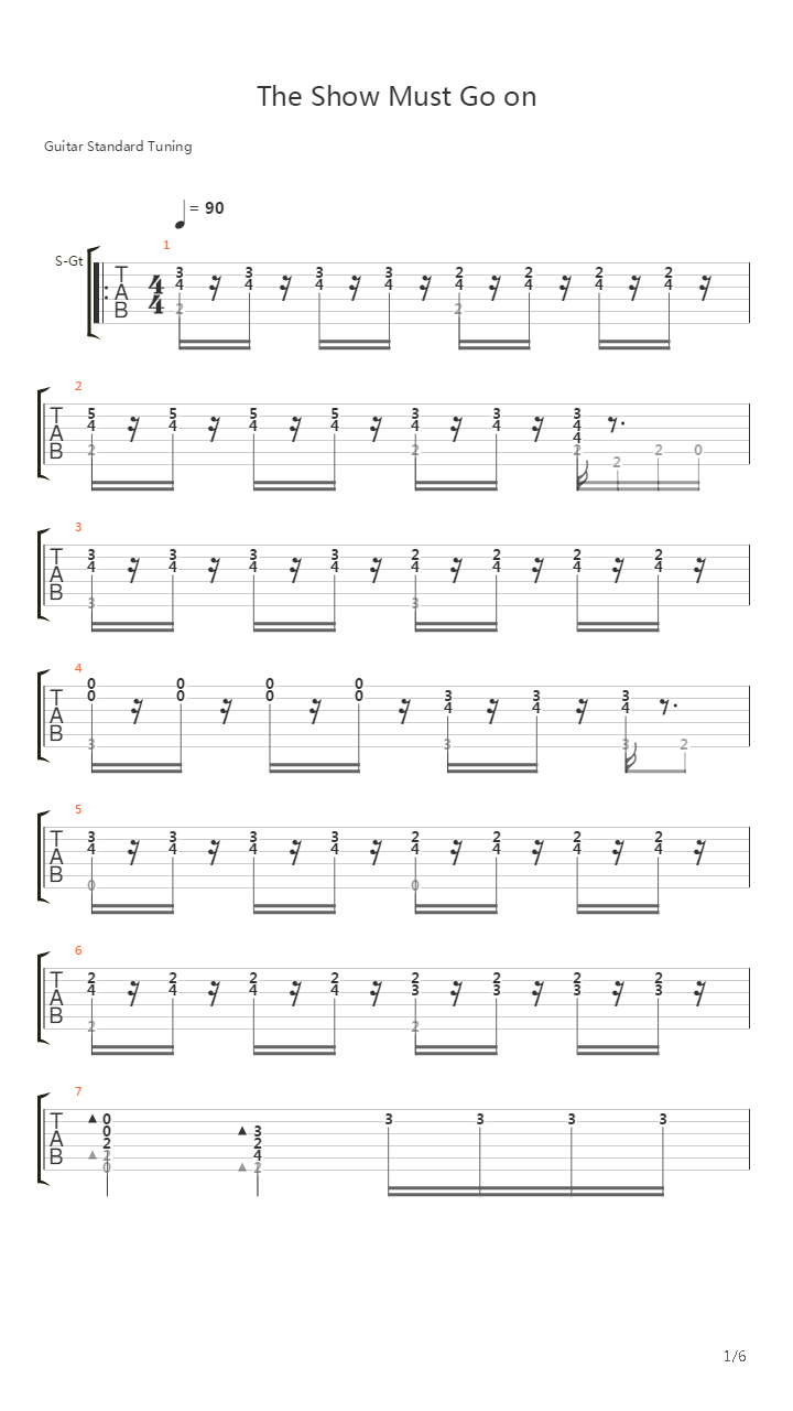 The Show Must Go On吉他谱