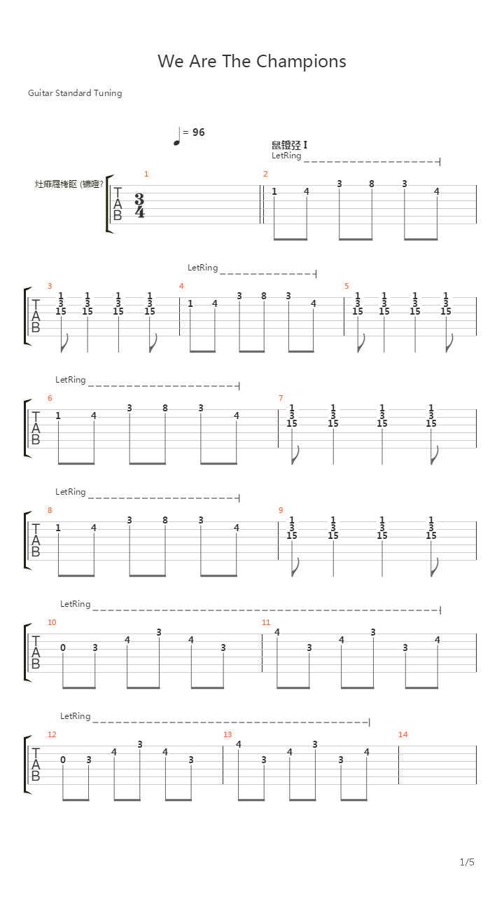 We Are The Champions吉他谱