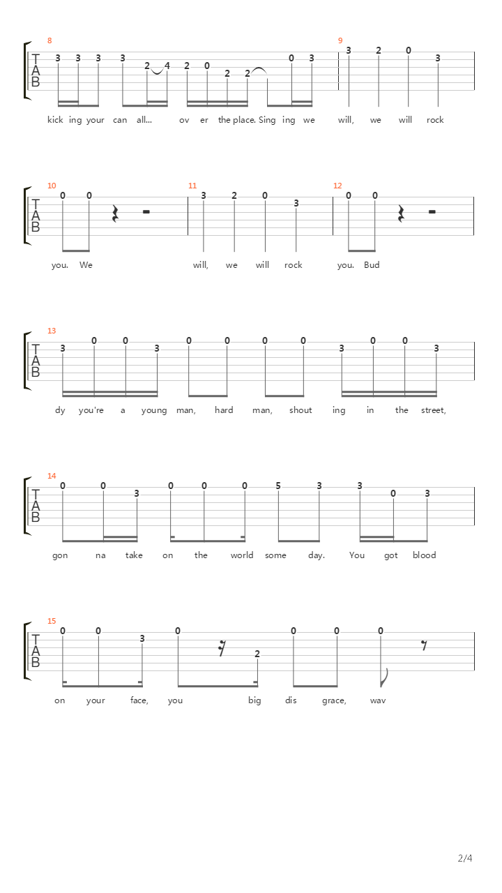 We Will Rock You吉他谱