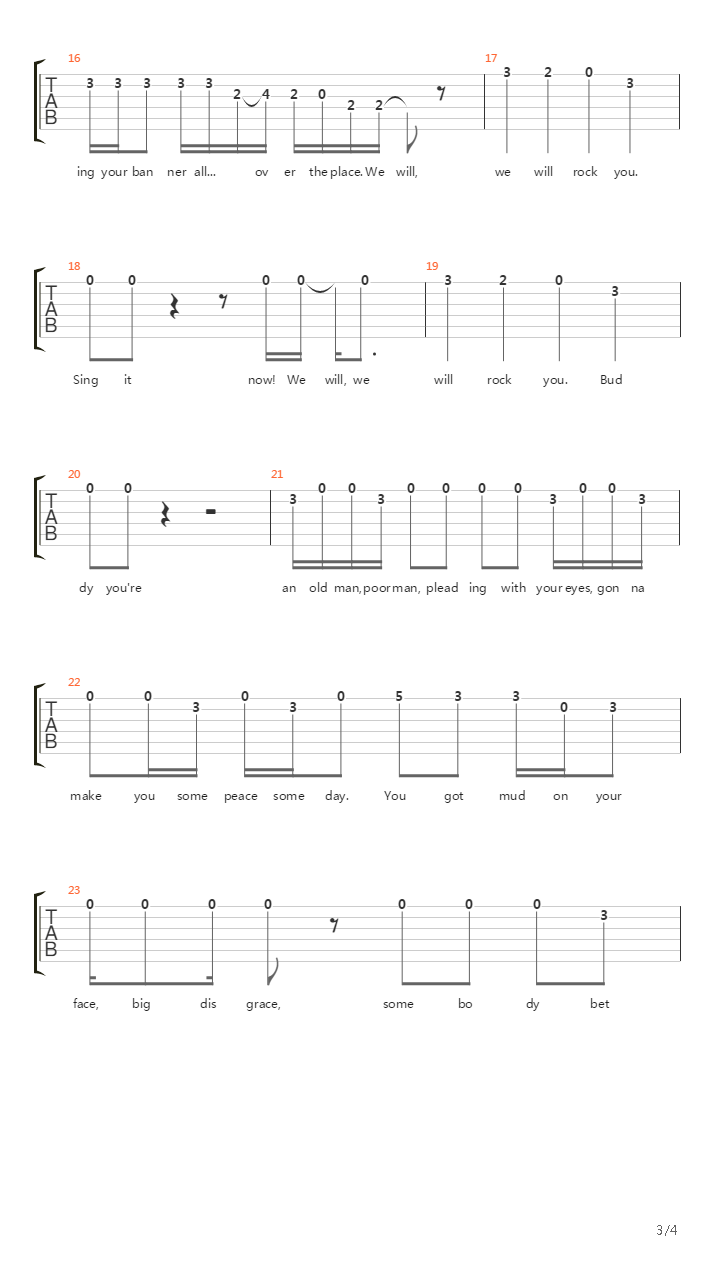 We Will Rock You吉他谱