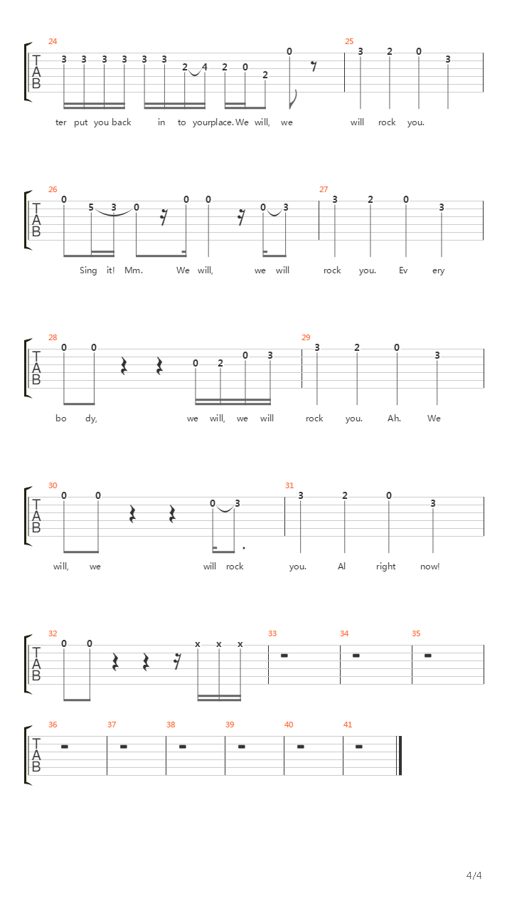 We Will Rock You吉他谱