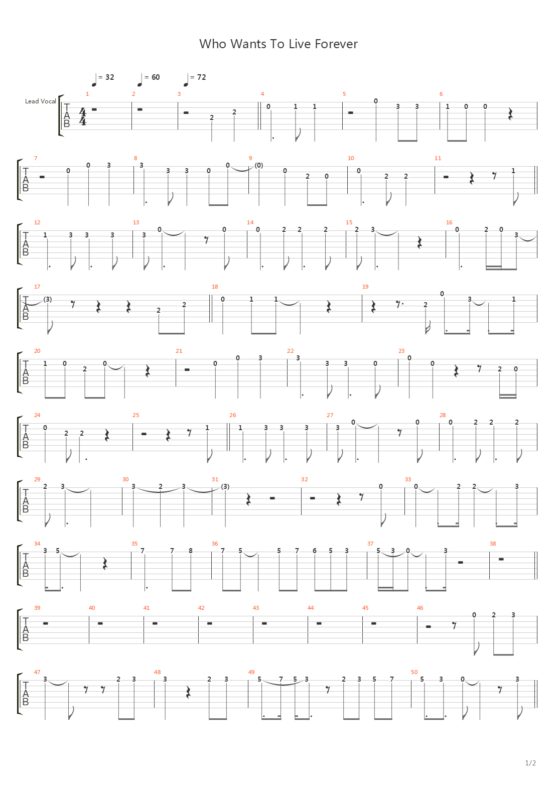 Who Wants To Live Forever吉他谱