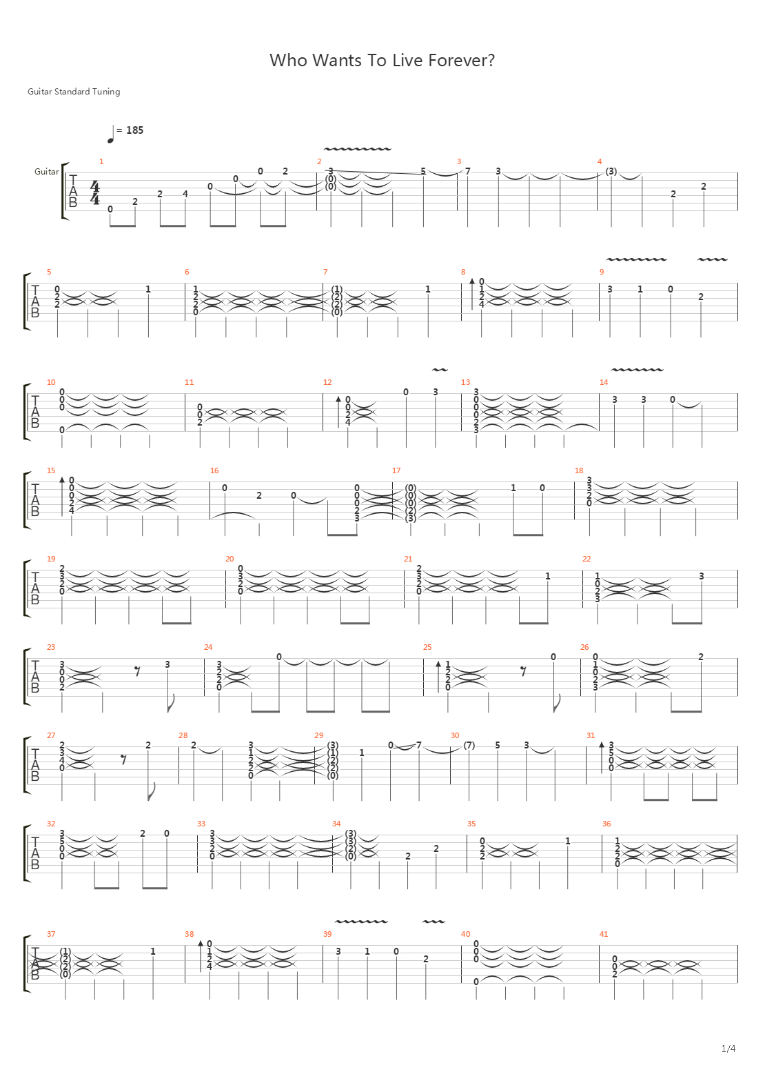 Who Wants To Live Forever (Acoustic Version)吉他谱