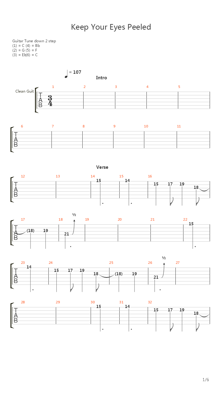 Keep Your Eyes Peeled吉他谱