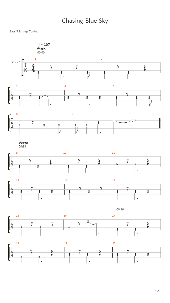 Chasing Blue Sky吉他谱