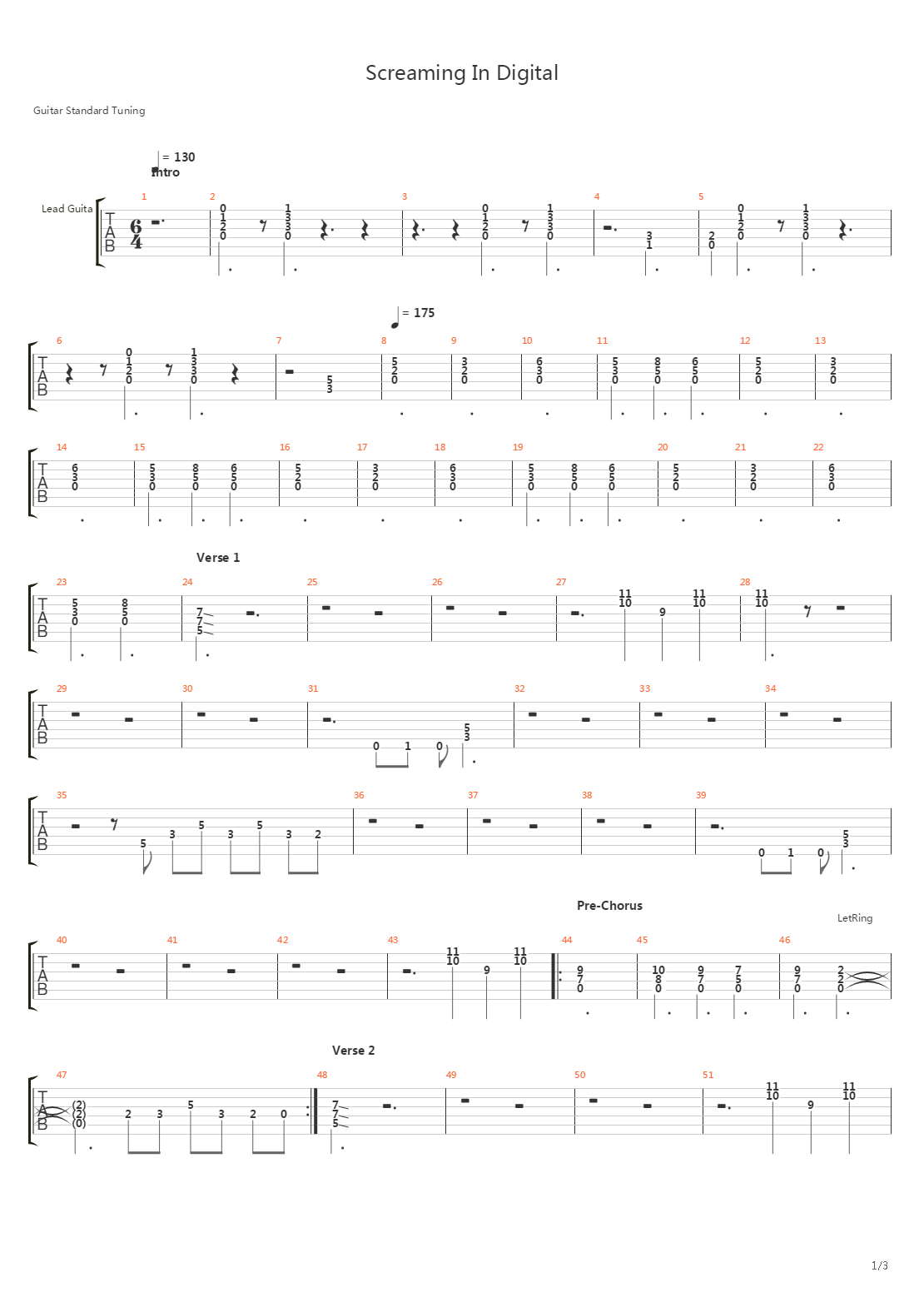 Screaming In Digital吉他谱