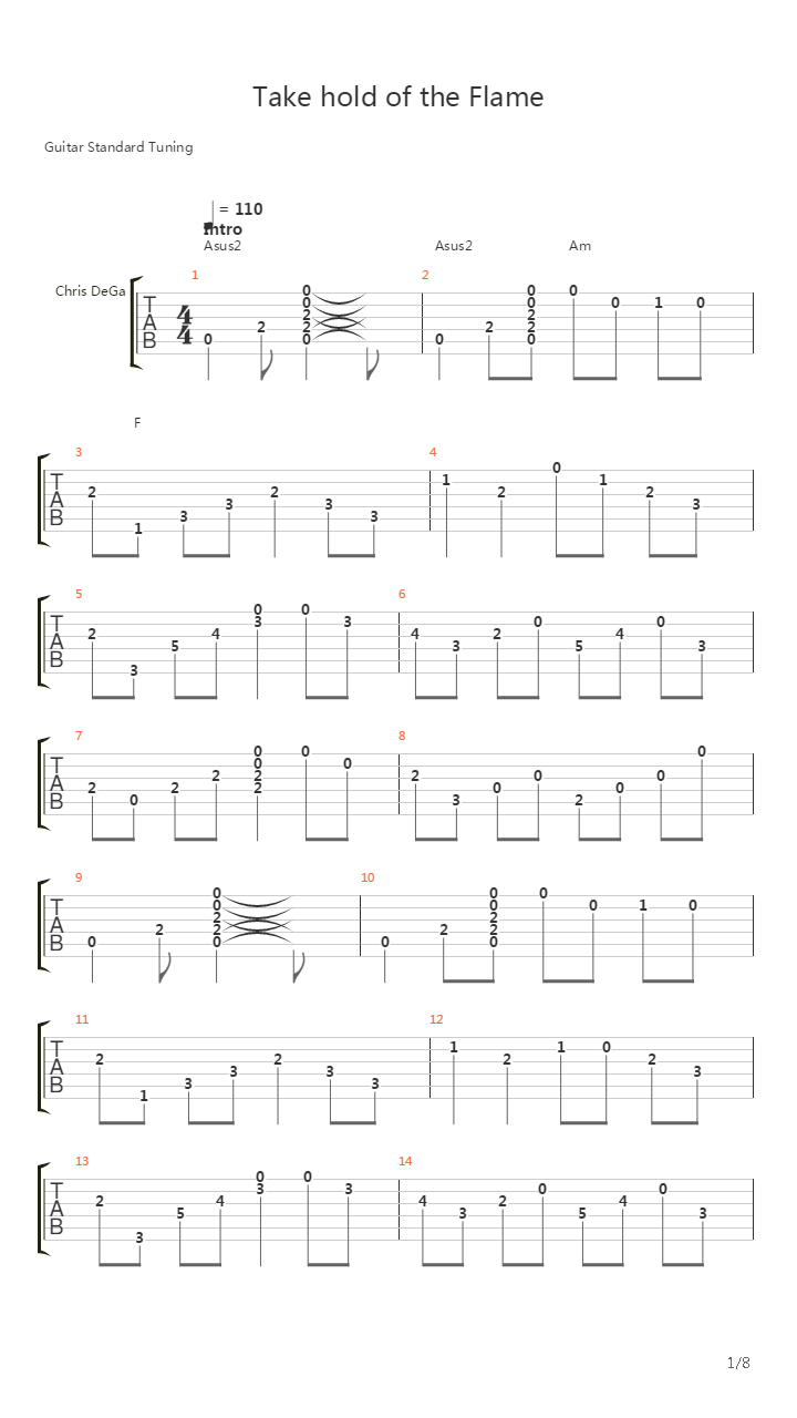 Take Hold Of The Flame吉他谱