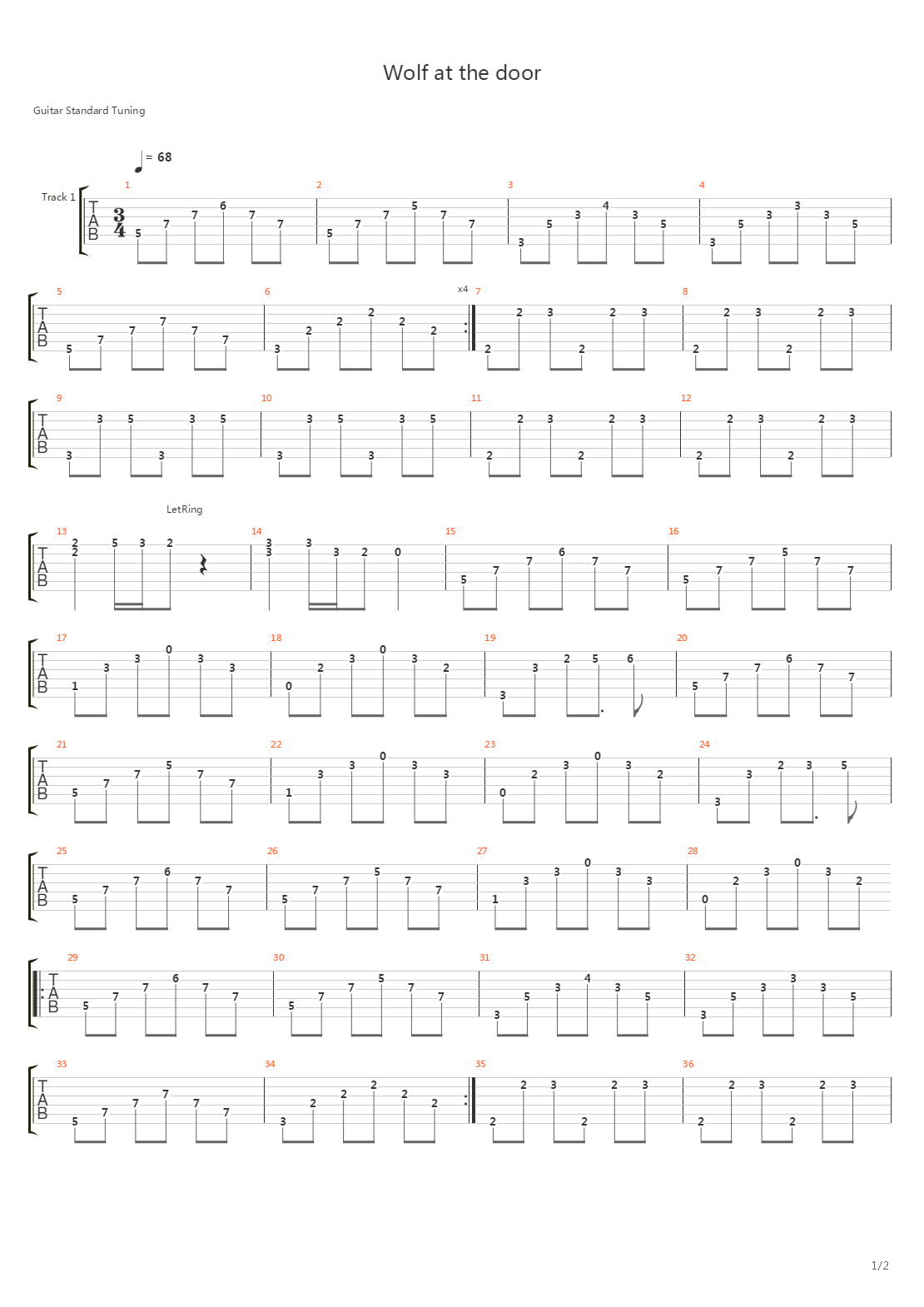 A Wolf At The Door吉他谱