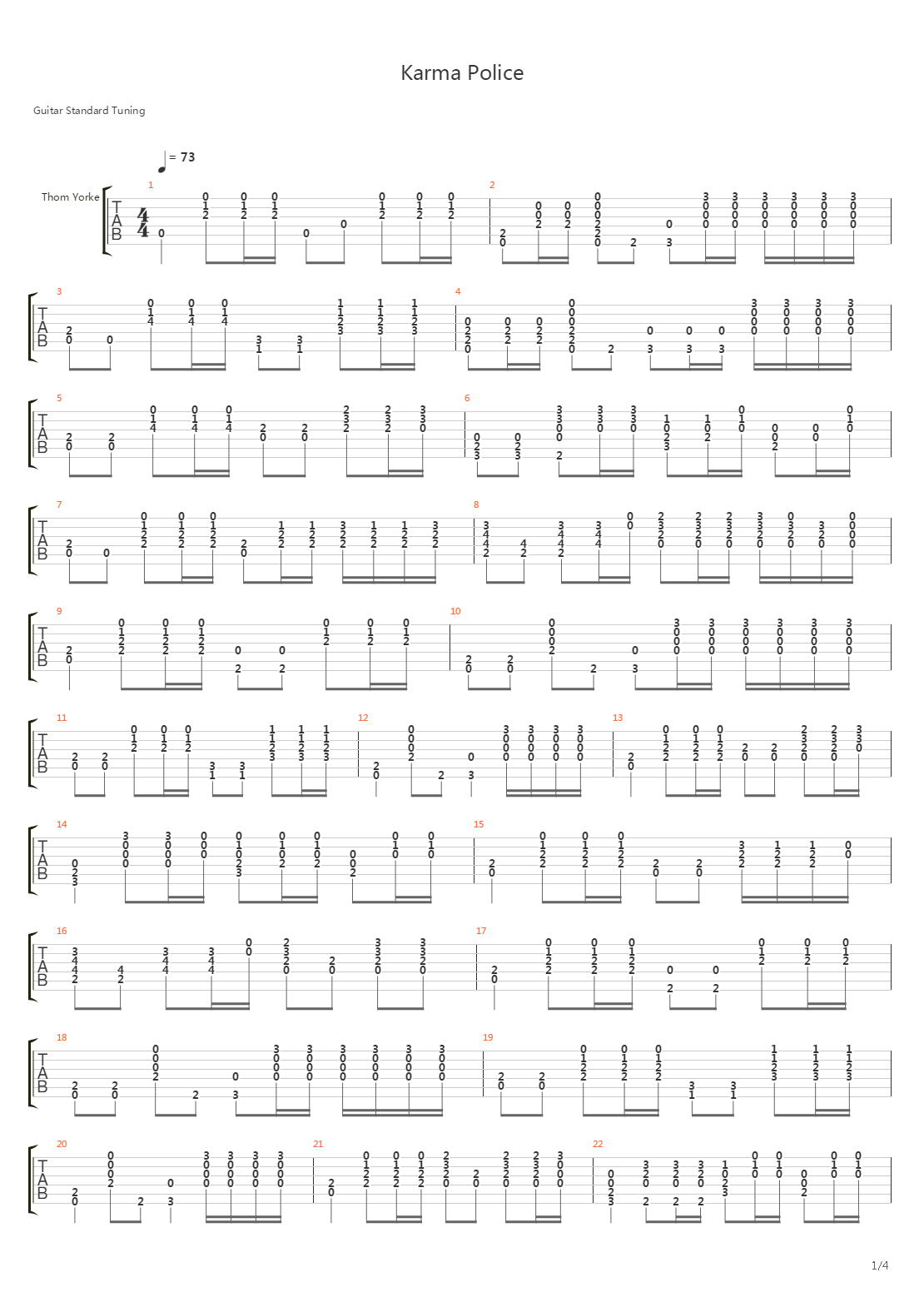 Karma police吉他谱